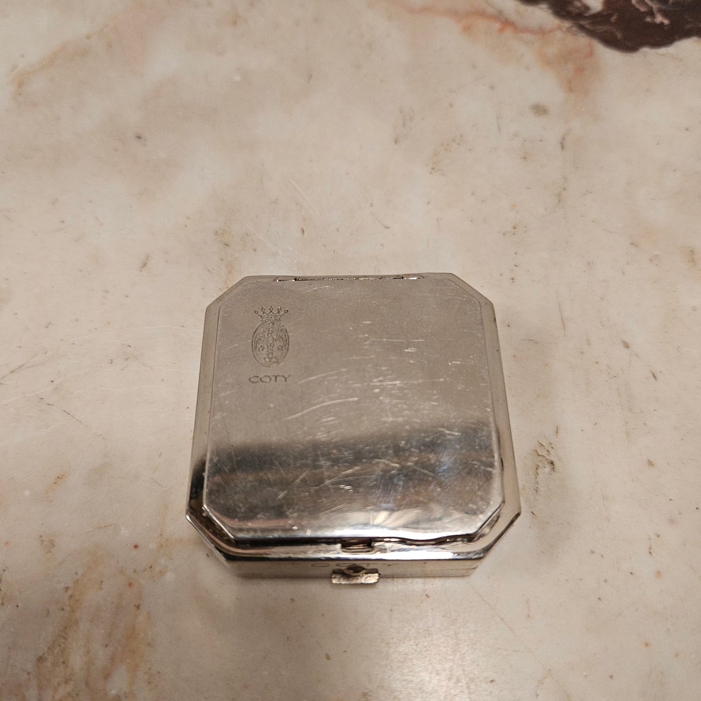 Original "Coty" Chrome Powder and Rouge Compact