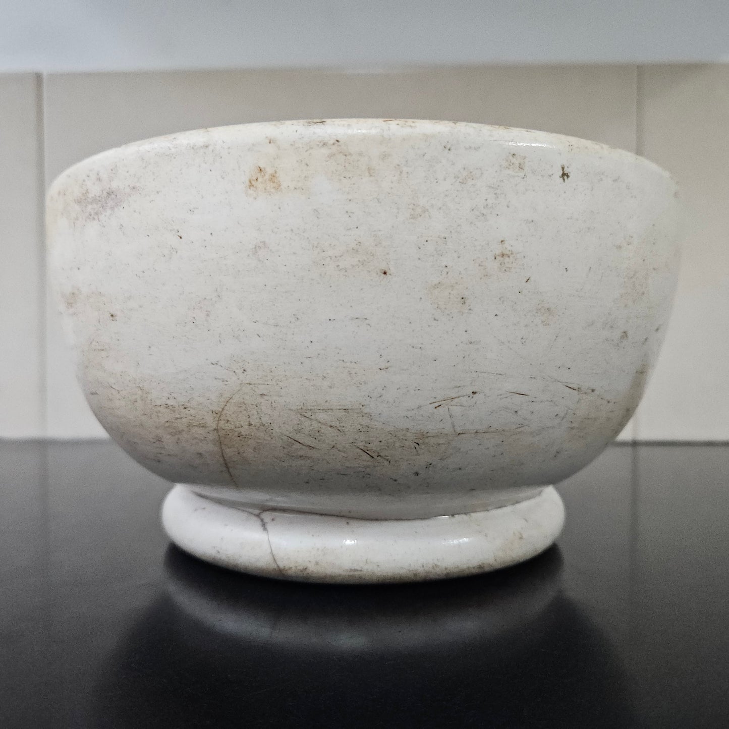 Antique Sheoak/Ceramic Apothecary Mortar and Pestle