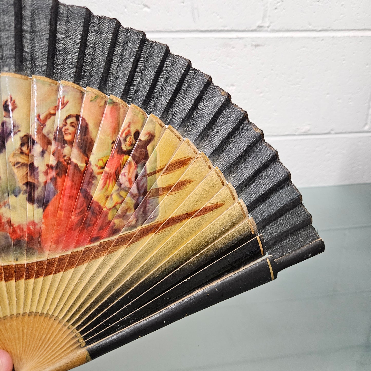 Vintage Fan Showing Spanish Dancers