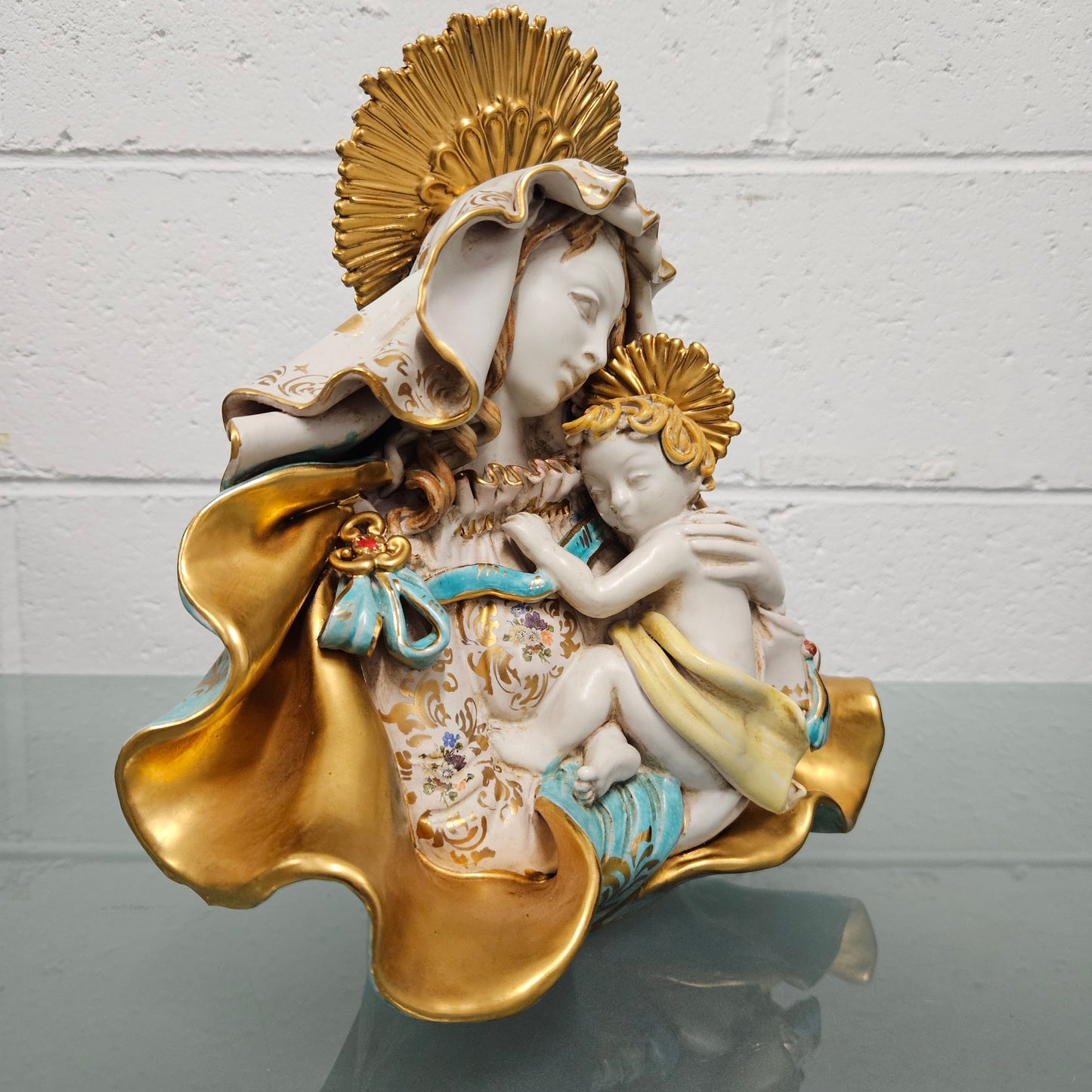 Stunning Mid Century Persko Potteryt Italian Sculpture Maddona & Child