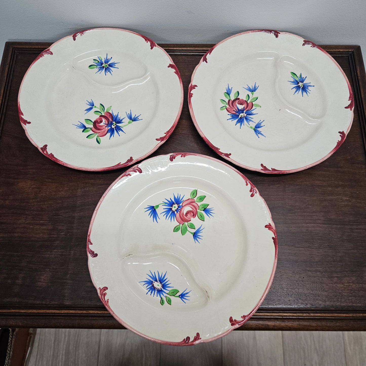 Longchamp French Antique Hand-Painted Ironstone Asparagus Plate