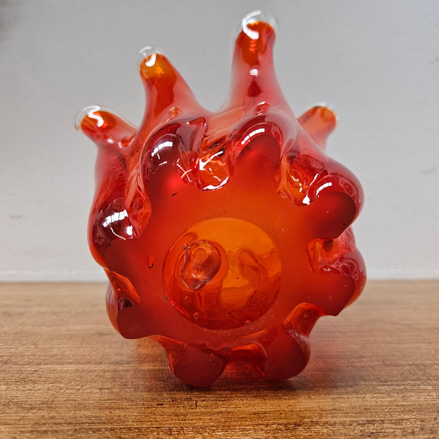 Mid Century Amberina Art Glass Vase
