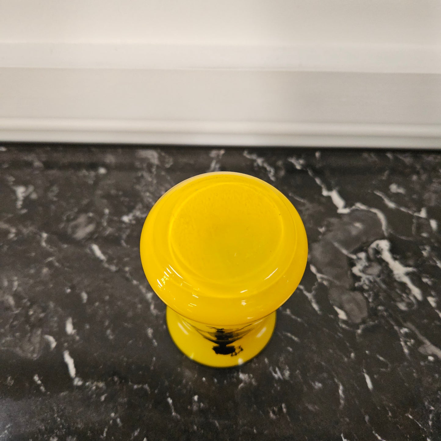 Deco Czech Yellow Tango Glass With Black Enamel Figure