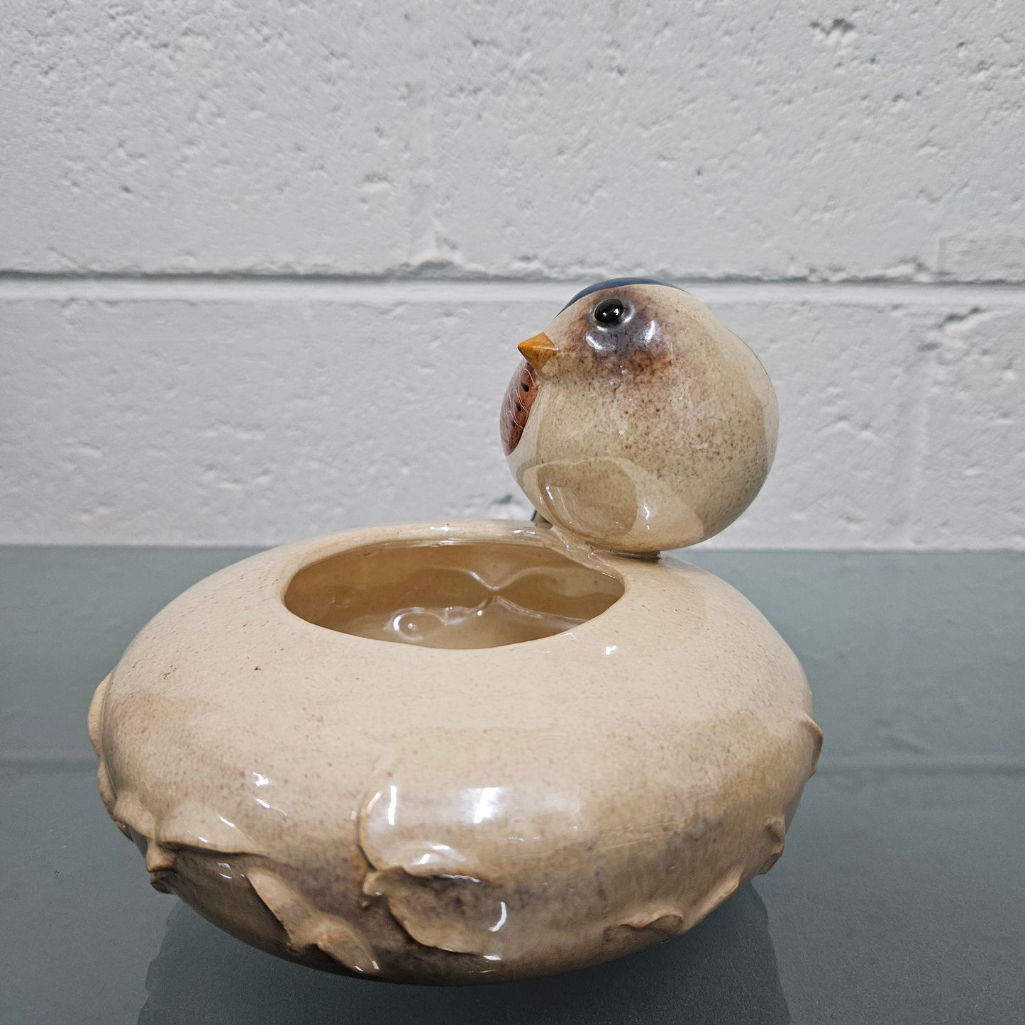 Unusual Hand Made & Hand Painted Bird Bowl