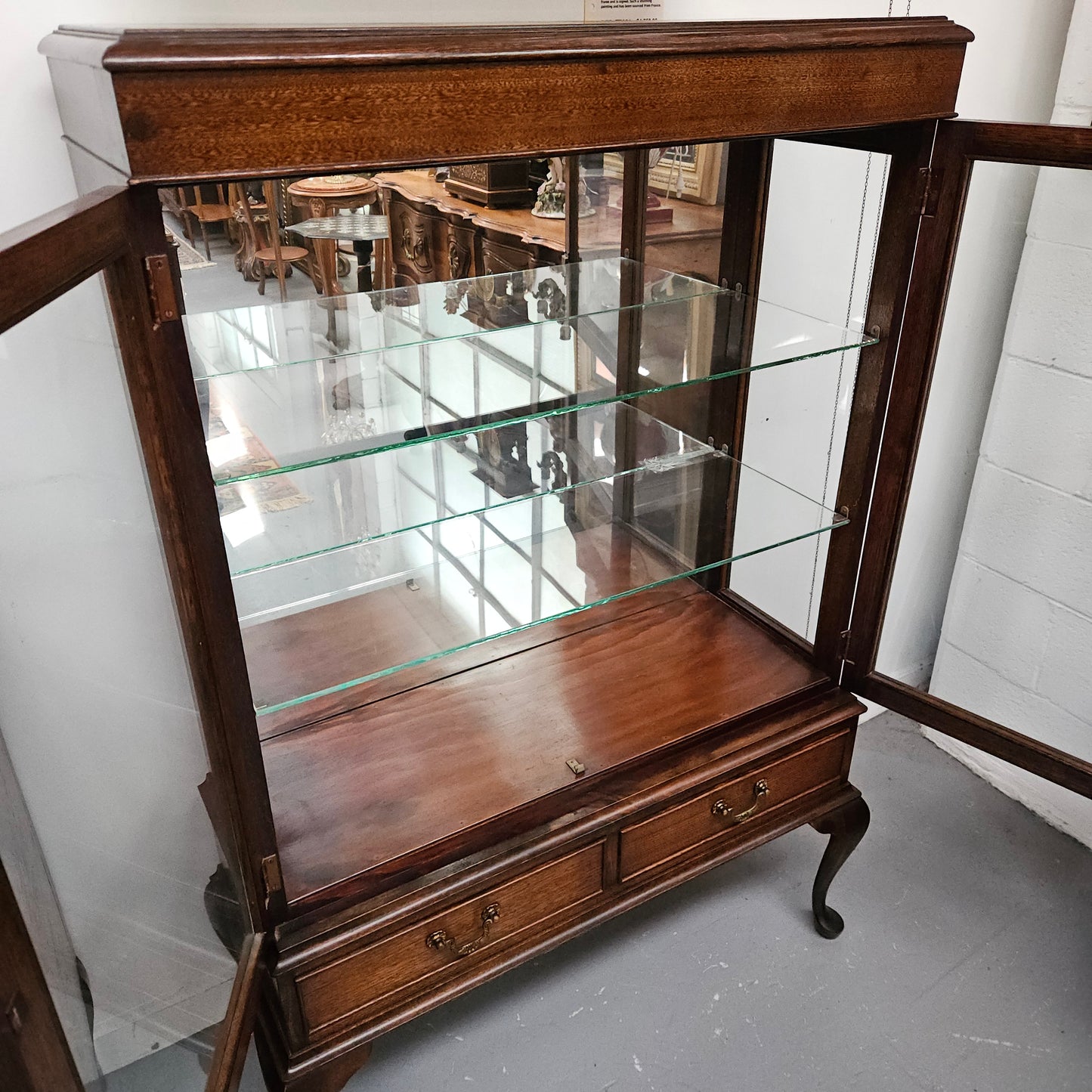 Two Door Display Cabinet With Two Drawers