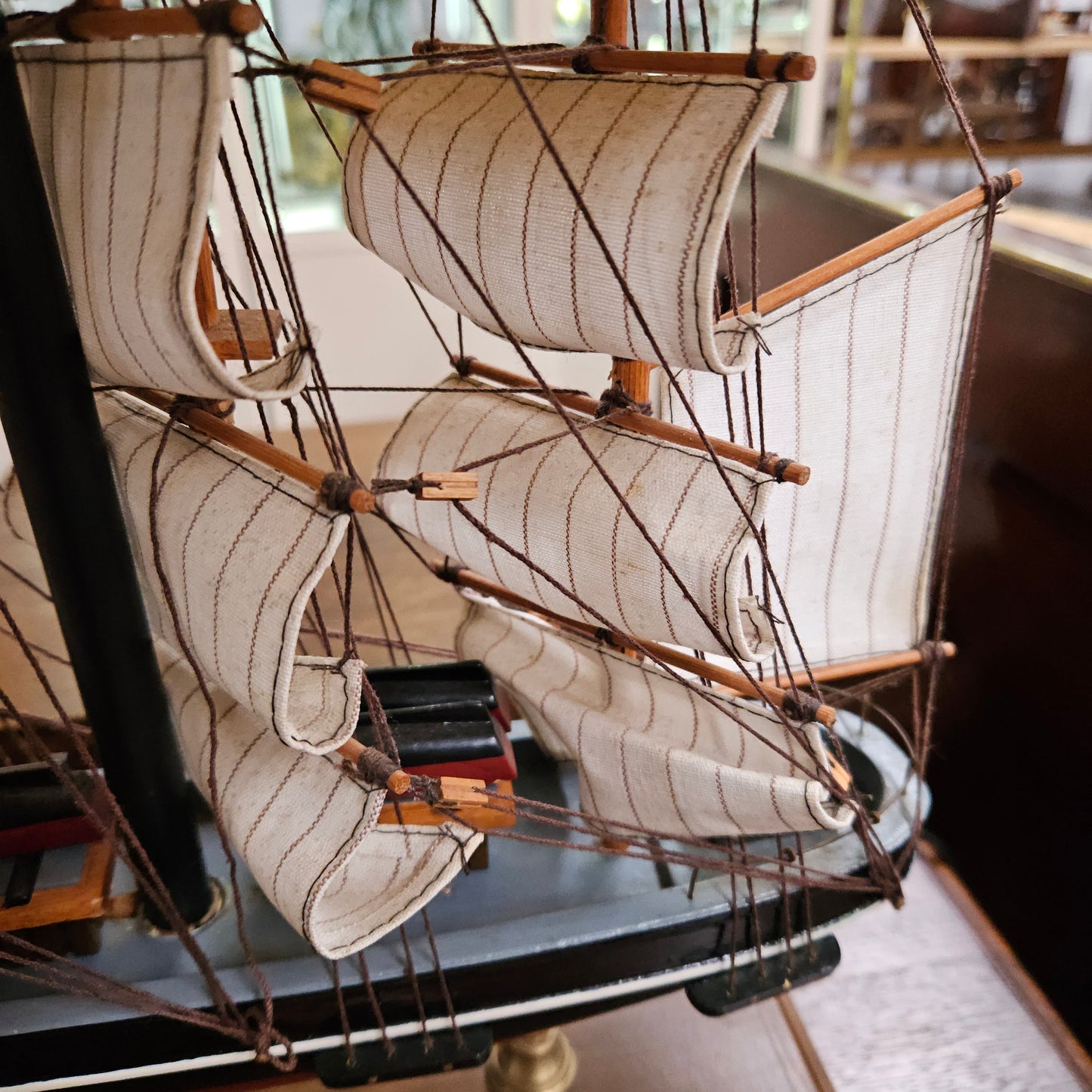 Nautical Sail Ship Table Lamp on Wooden Base
