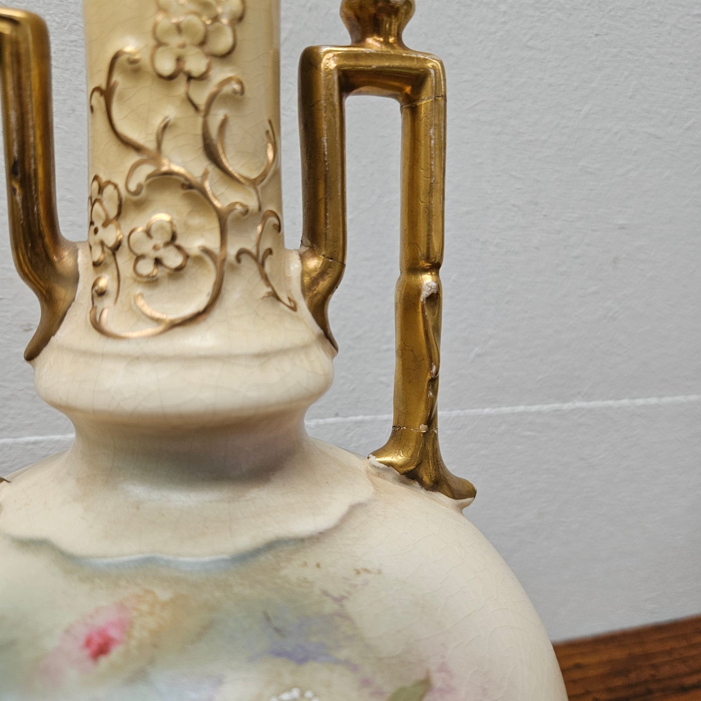 Pair of Edwardian Hand Painted Vases