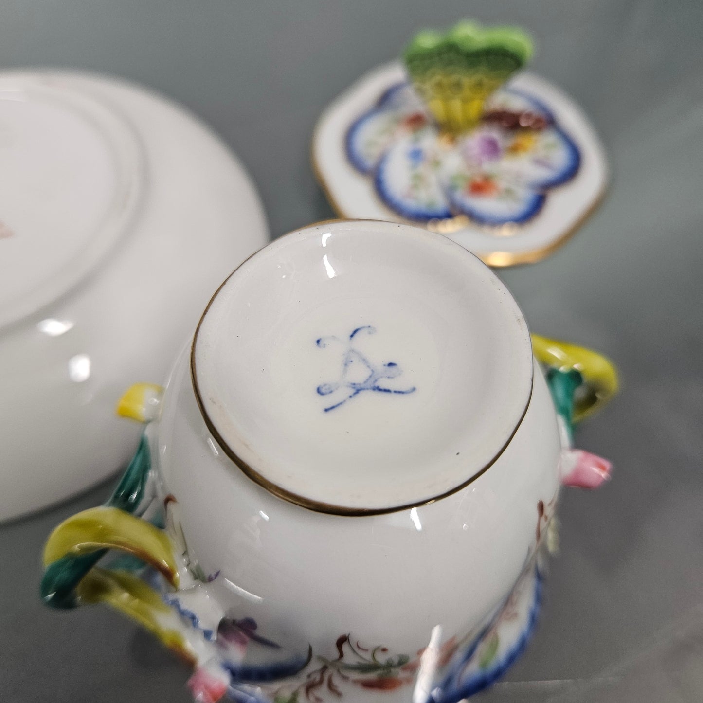Stunning French Sevres Style Sucrier With Butterfly Lid