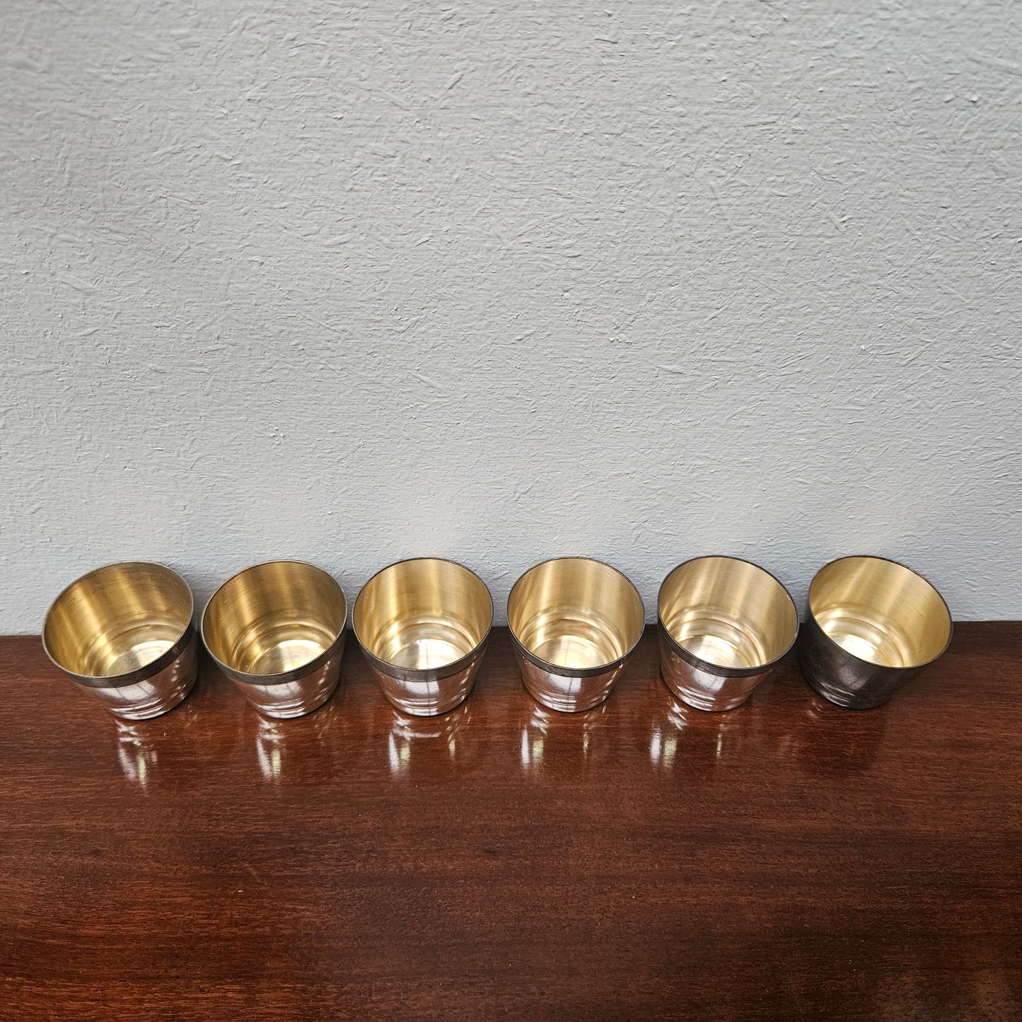 Vintage Leather Cased Shot Cups