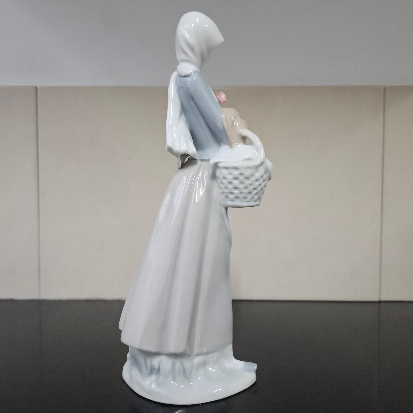 Lladro Girl With Rooster Figurine