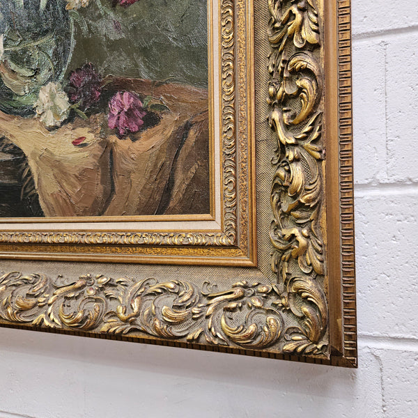 Stunning signed oil on canvas floral still life in a superb gilt frame. Sourced directly from France and in good original condition