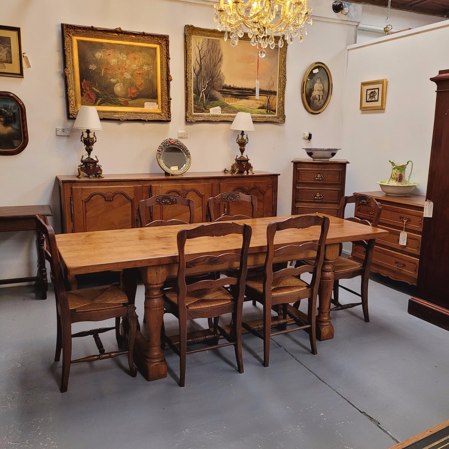 Solid Figured Oak Farmhouse Table