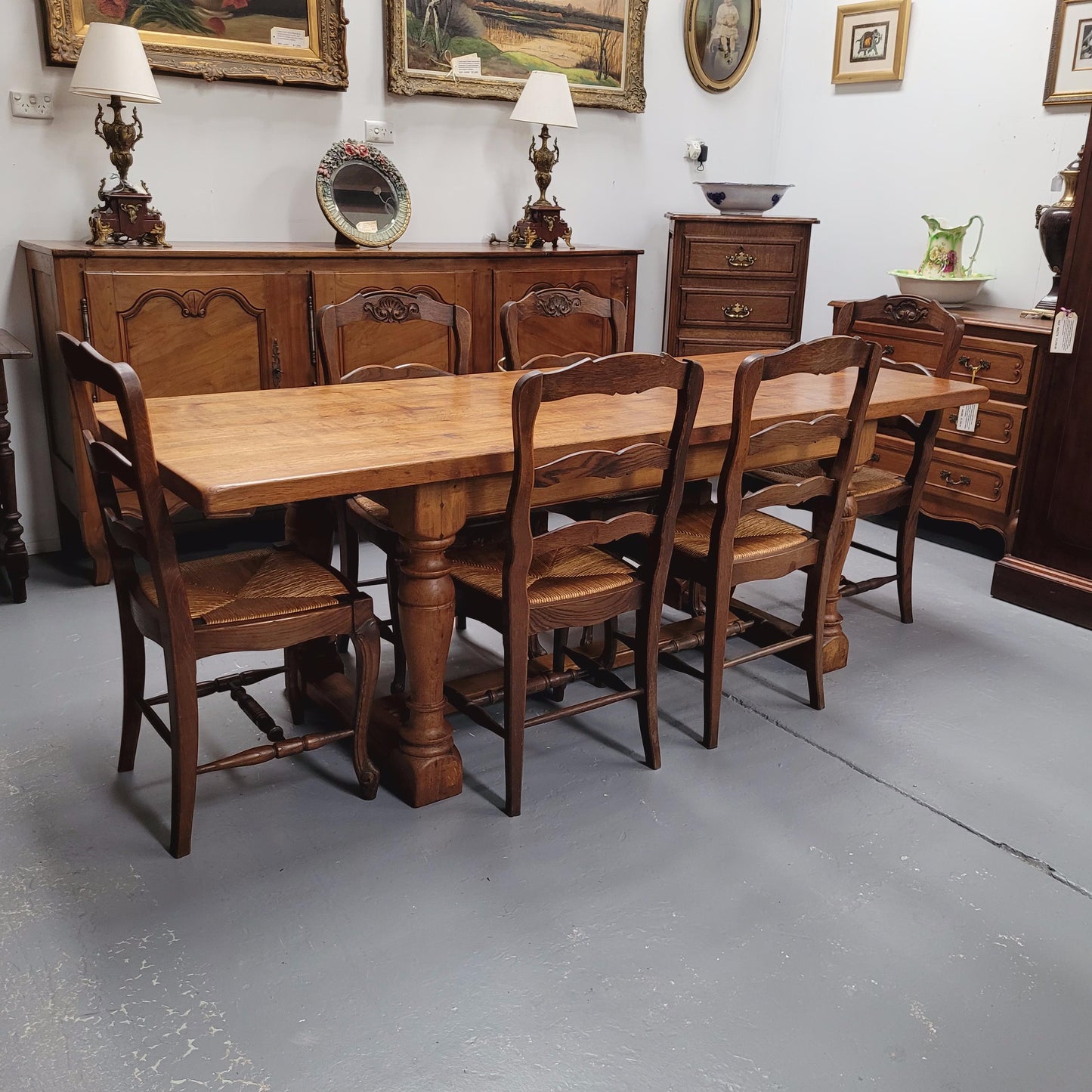 Solid Figured Oak Farmhouse Table