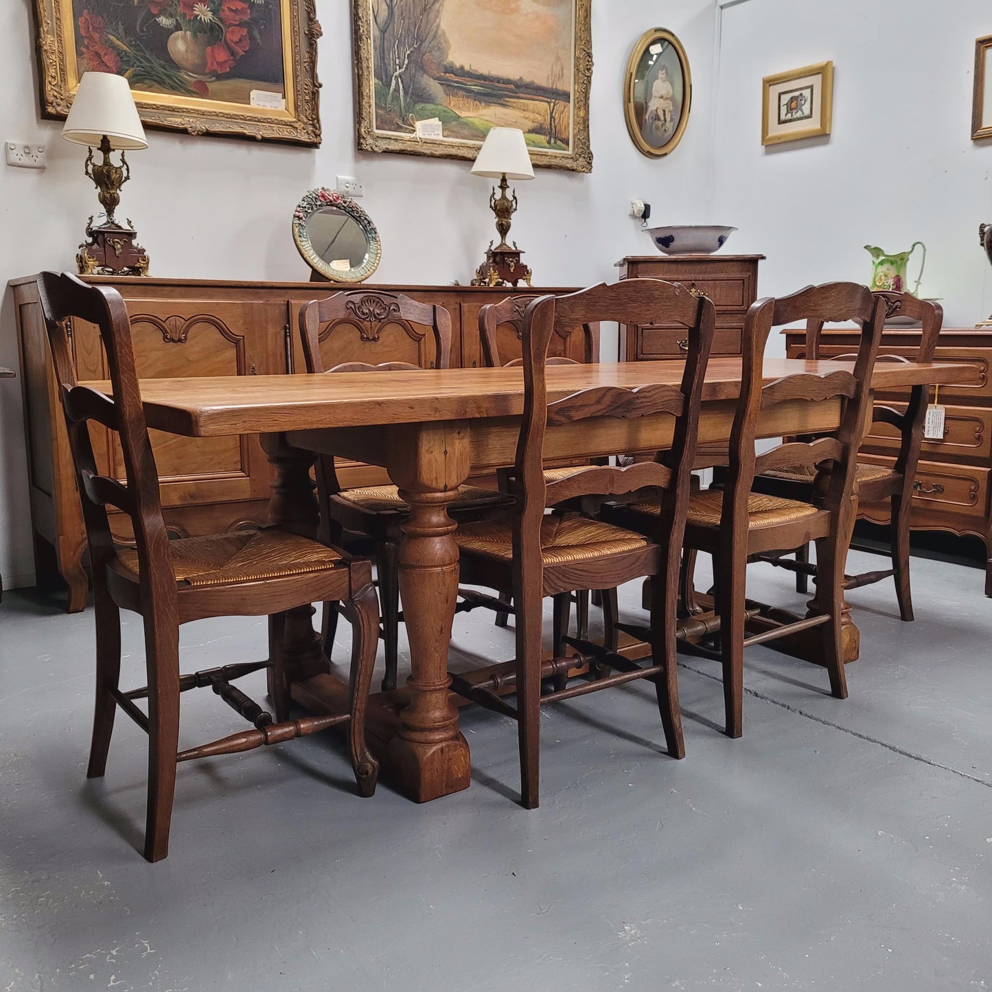 Solid Figured Oak Farmhouse Table