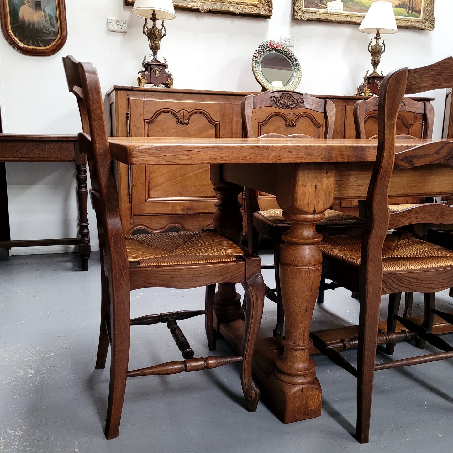 Solid Figured Oak Farmhouse Table