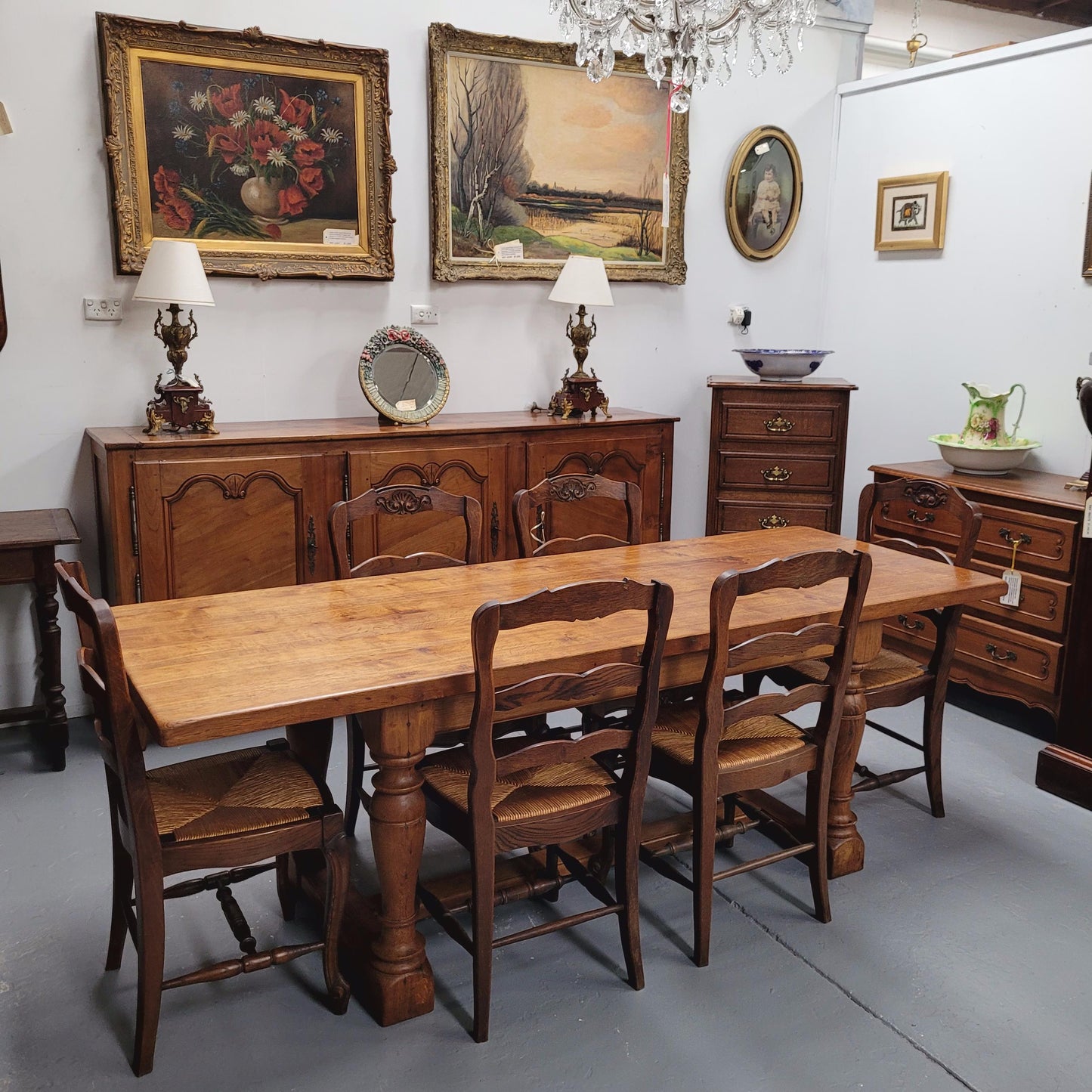 Solid Figured Oak Farmhouse Table