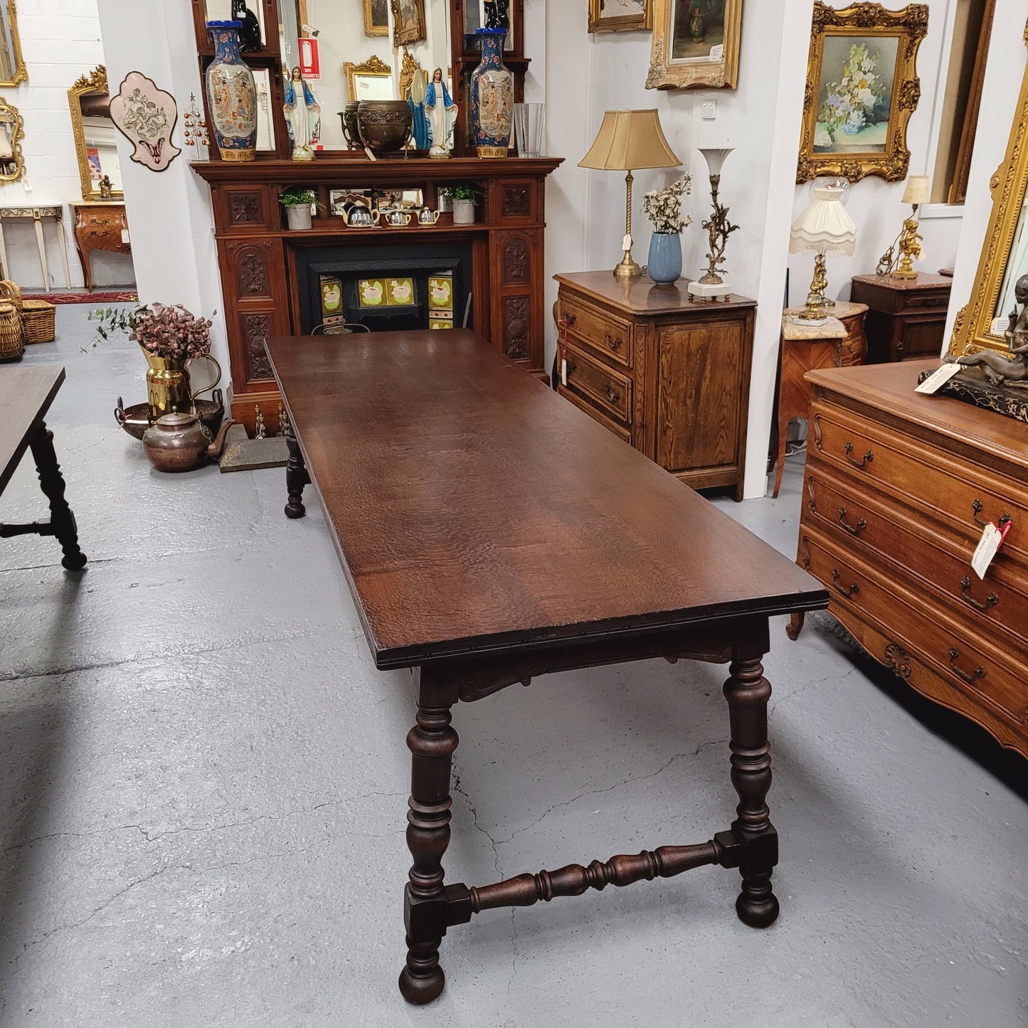 Silky Oak Spanish Style Refectory Dining Table