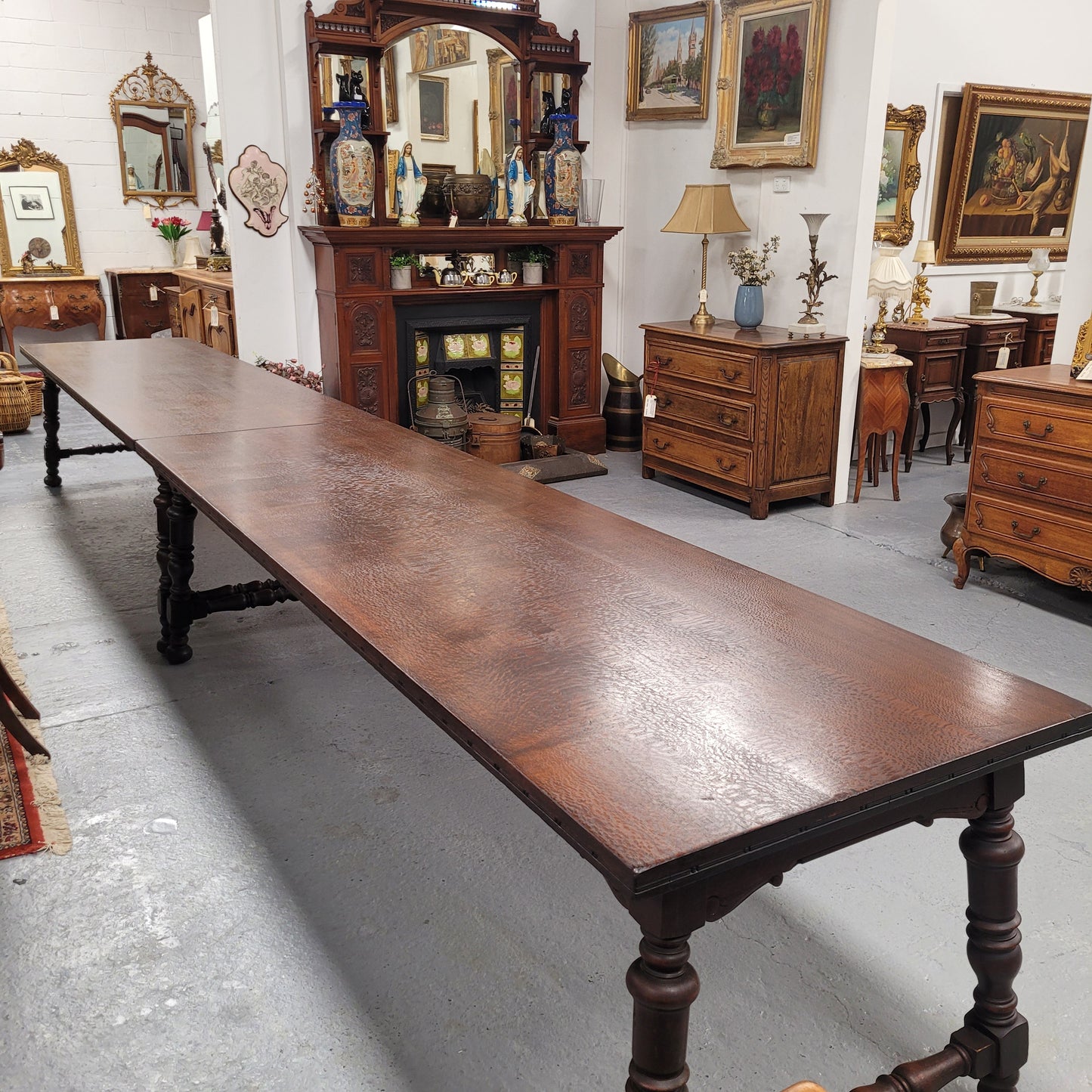 Silky Oak Spanish Style Refectory Dining Table