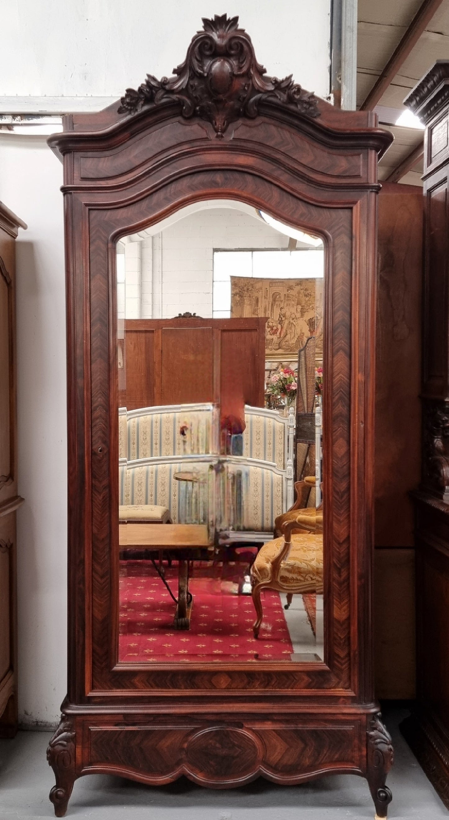 Antique Louis XV Style Rosewood Single Door Armoire