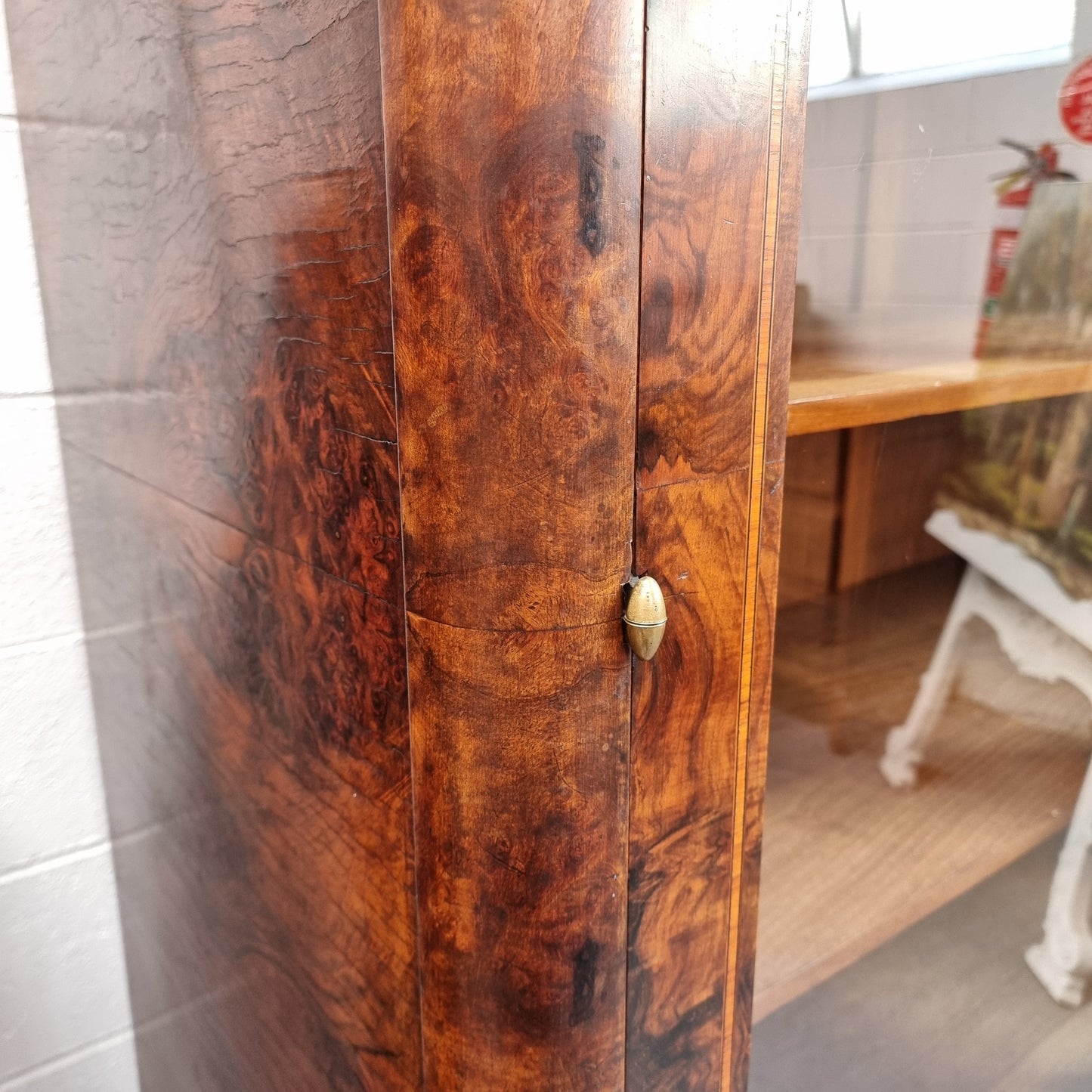 Art Deco Figured Walnut Inlaid Two Door Bookcase