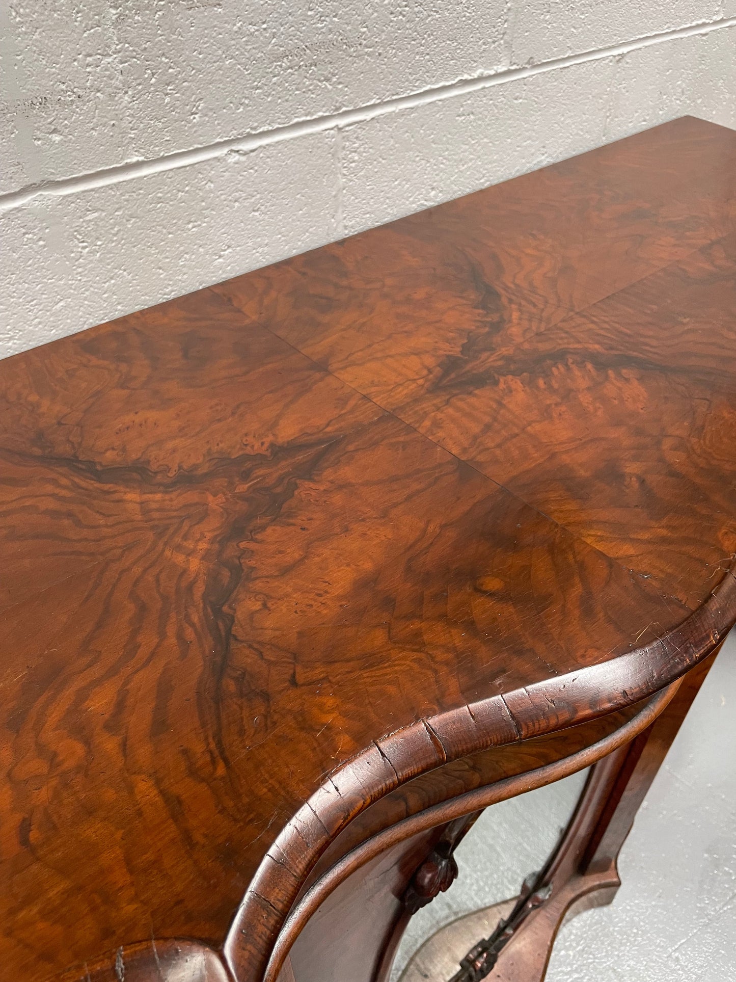 Victorian Figured Walnut Serpentine Shape Sideboard