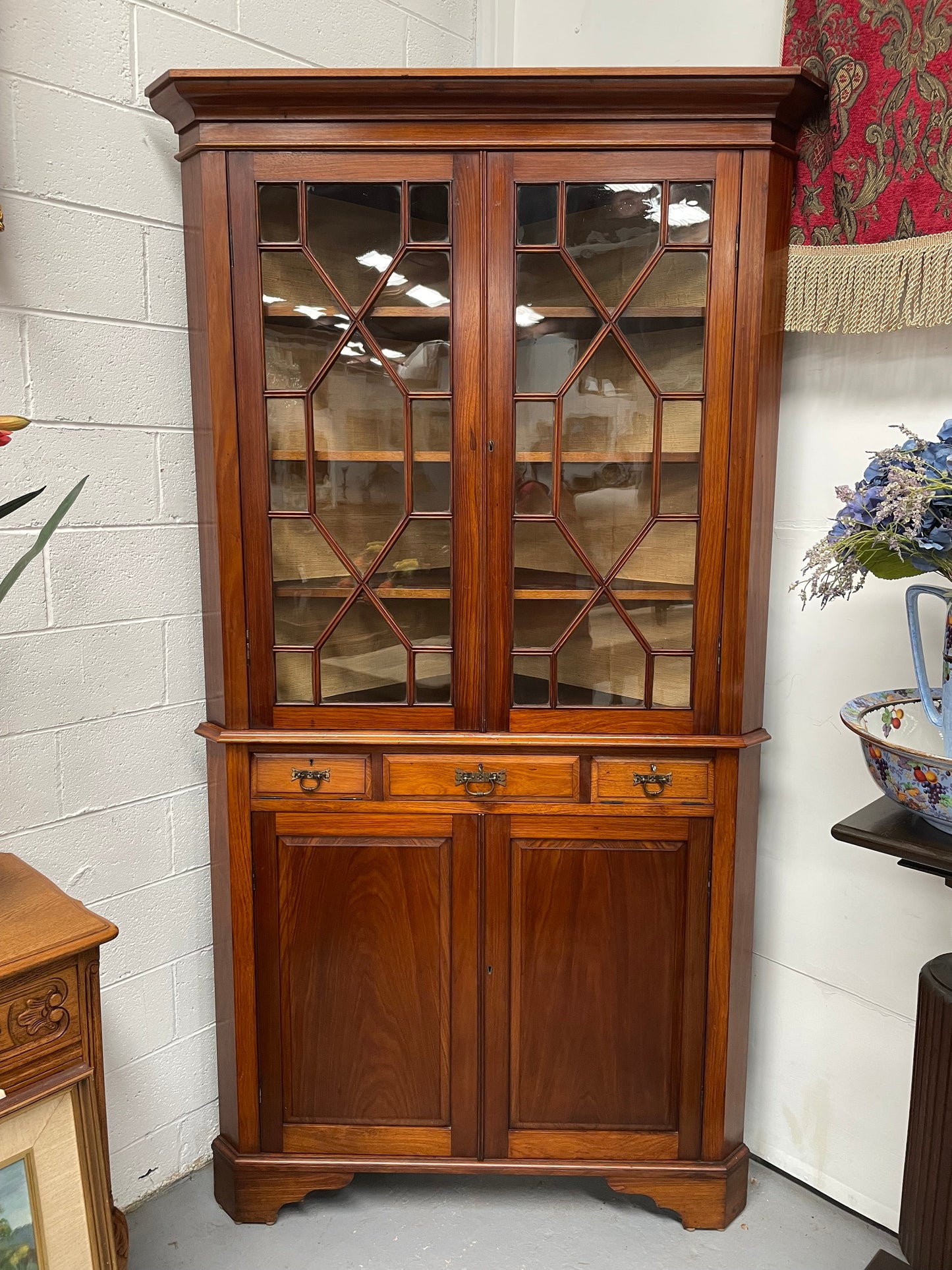 Rare Australian Blackwood Corner Display Cabinet