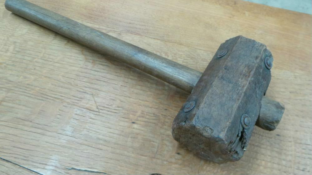 Old Vintage Wooden Mallet Hammer
