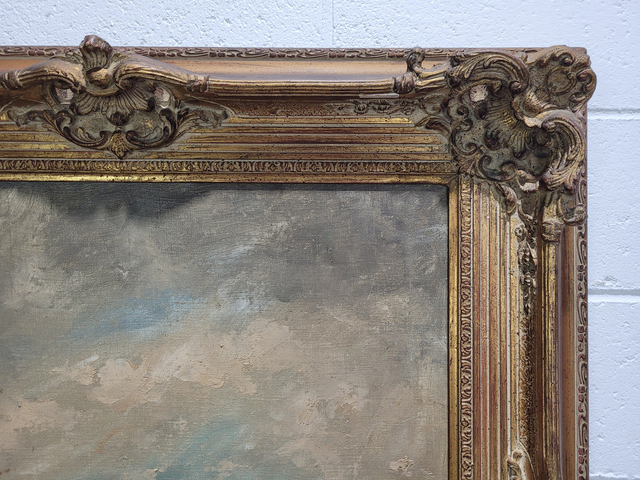 A stunning painting sourced in France signed oil on canvas of "Cows In River Landscape". Framed in a magnificent gilt frame and is in good original detailed condition.