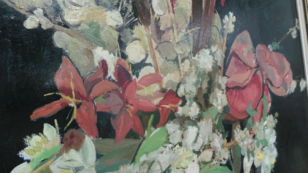 Impressive Belgium Still Life Oil On Board