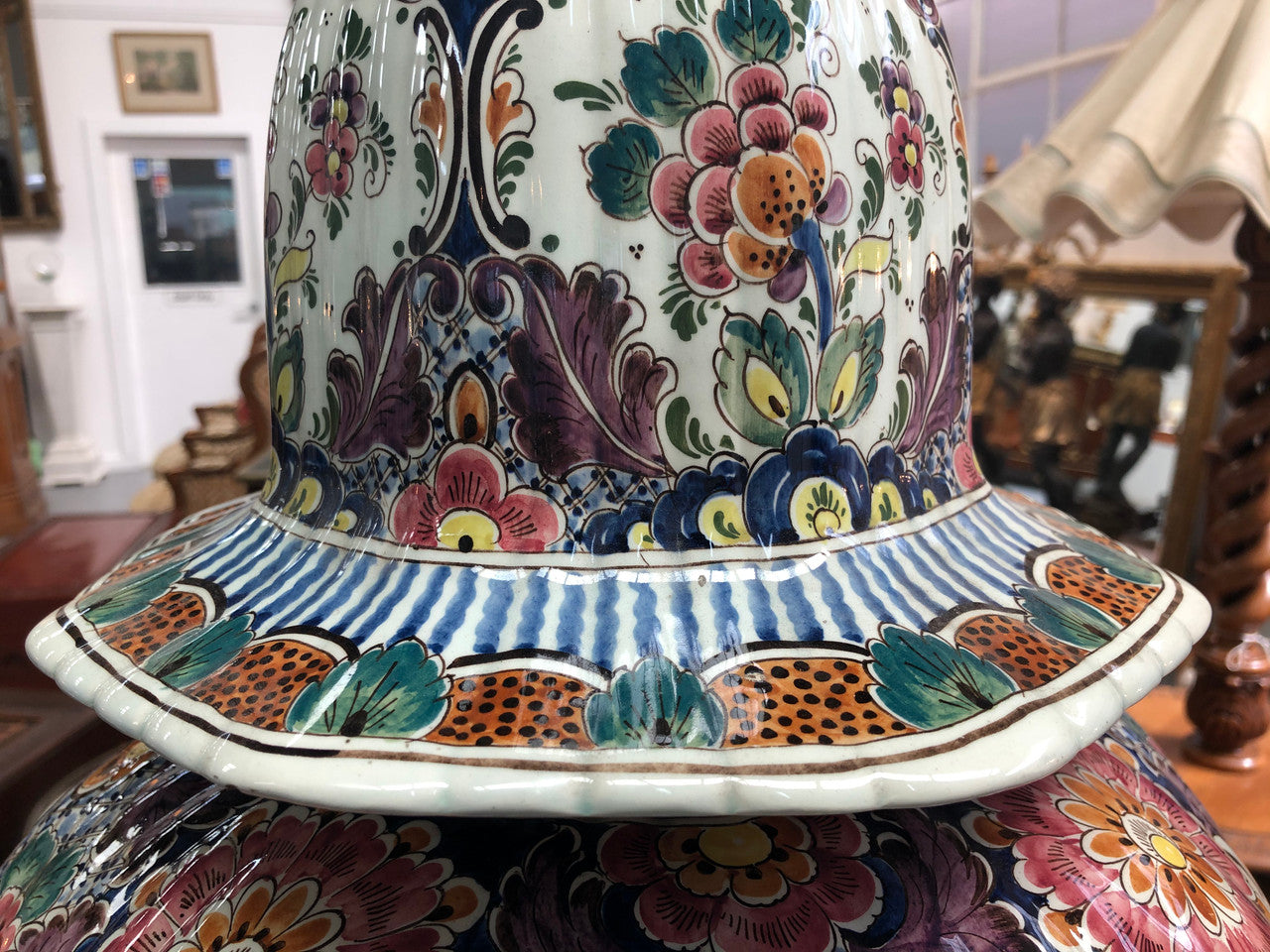 Stunning Large Antique Delft Lidded Vase