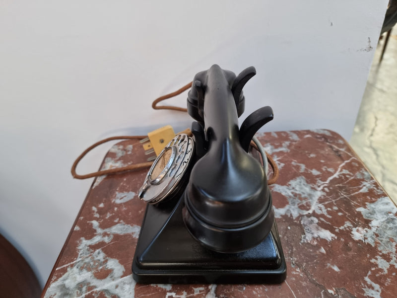 Fabulous black Art Deco rare pyramid shape Bakelite phone. It is in original good condition but is for decorative purposes only.