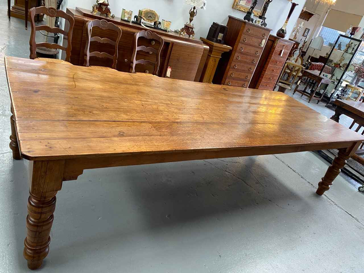 Beautiful Australian Antique farmhouse table made from Kauri Pine and originally used in an old Bakery.
Table would easily seat 12 to 14 people. It is in good detailed condition with heaps of character.