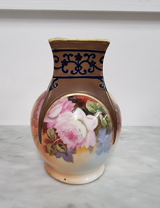 Rare Noritake Vase With Floral Scene