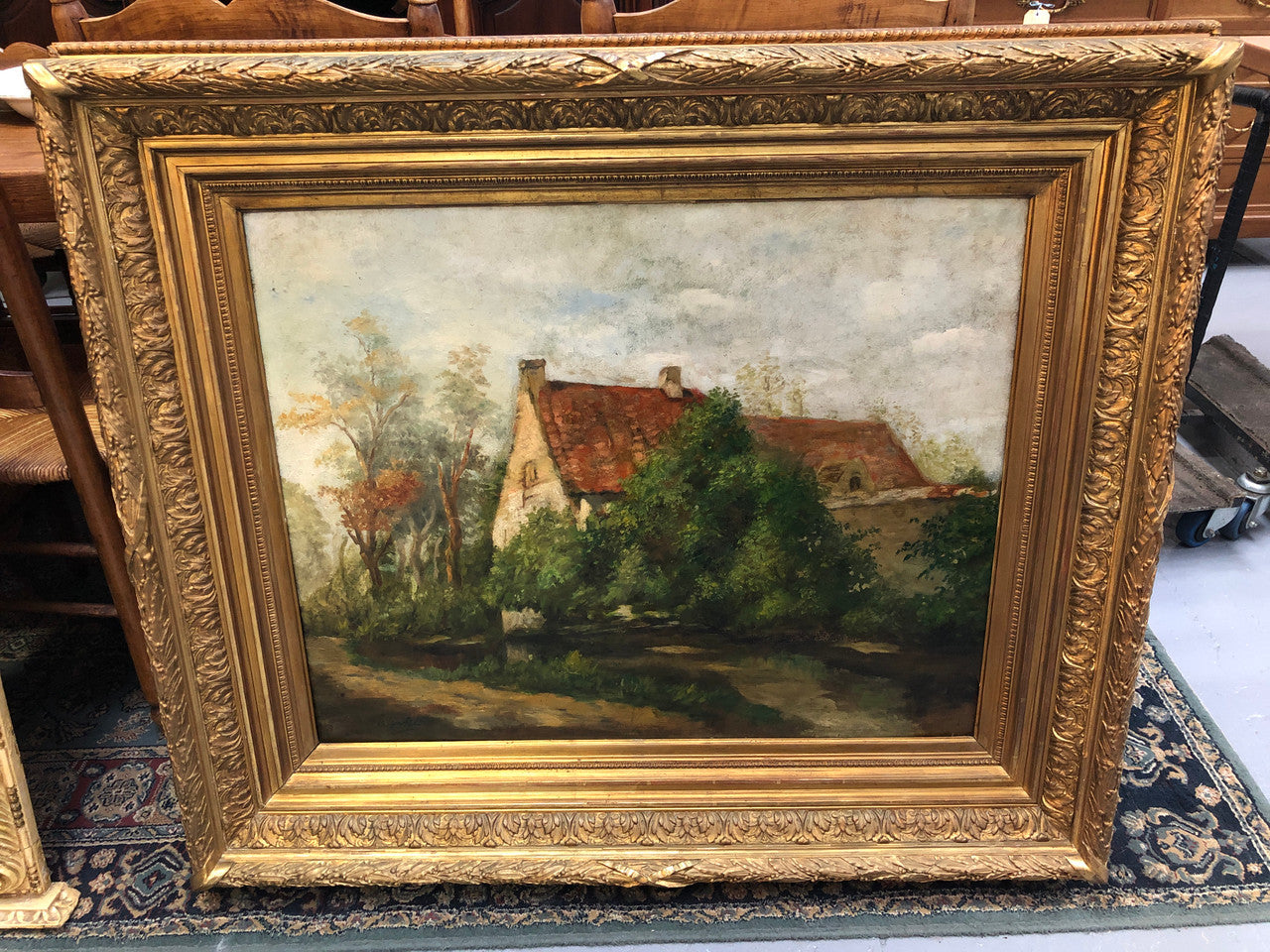 Beautiful French impressionist signed oil on canvas, in a lovely ornate gilt frame and in good original condition.