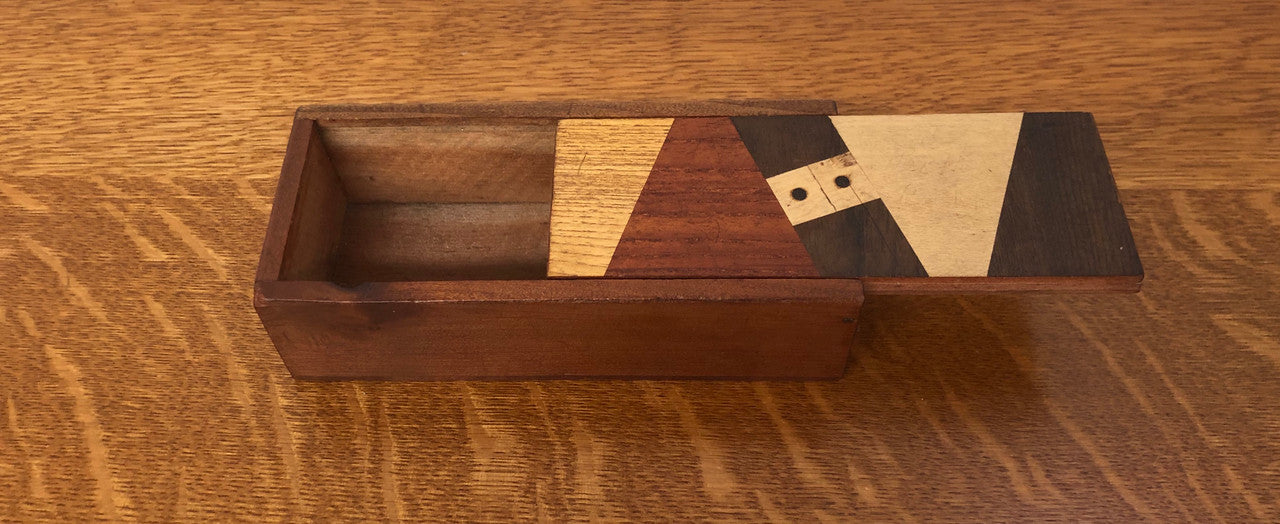 Vintage Square Parquetry Wooden Box