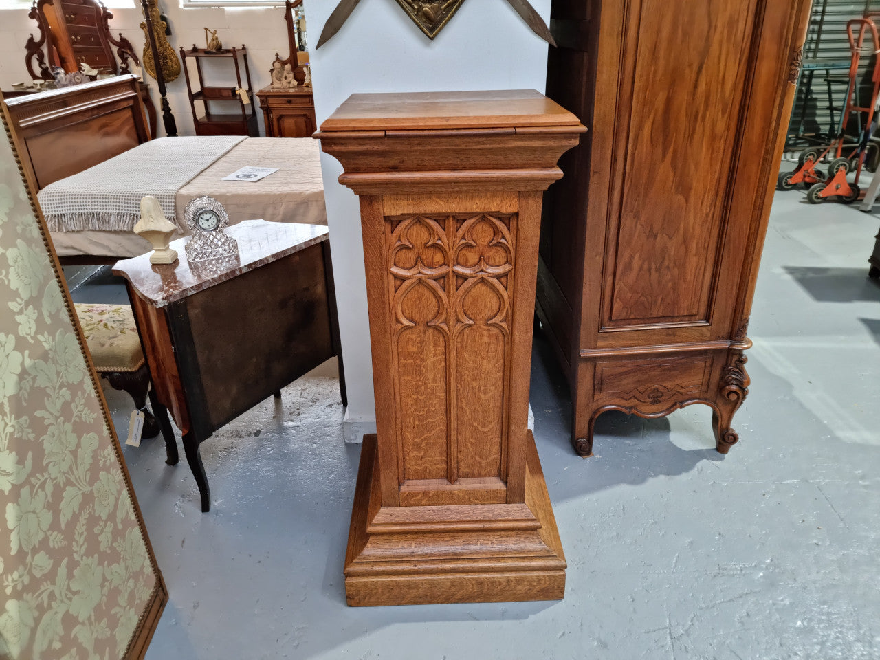 Antique French Gothic Style Large Statue Pedestal