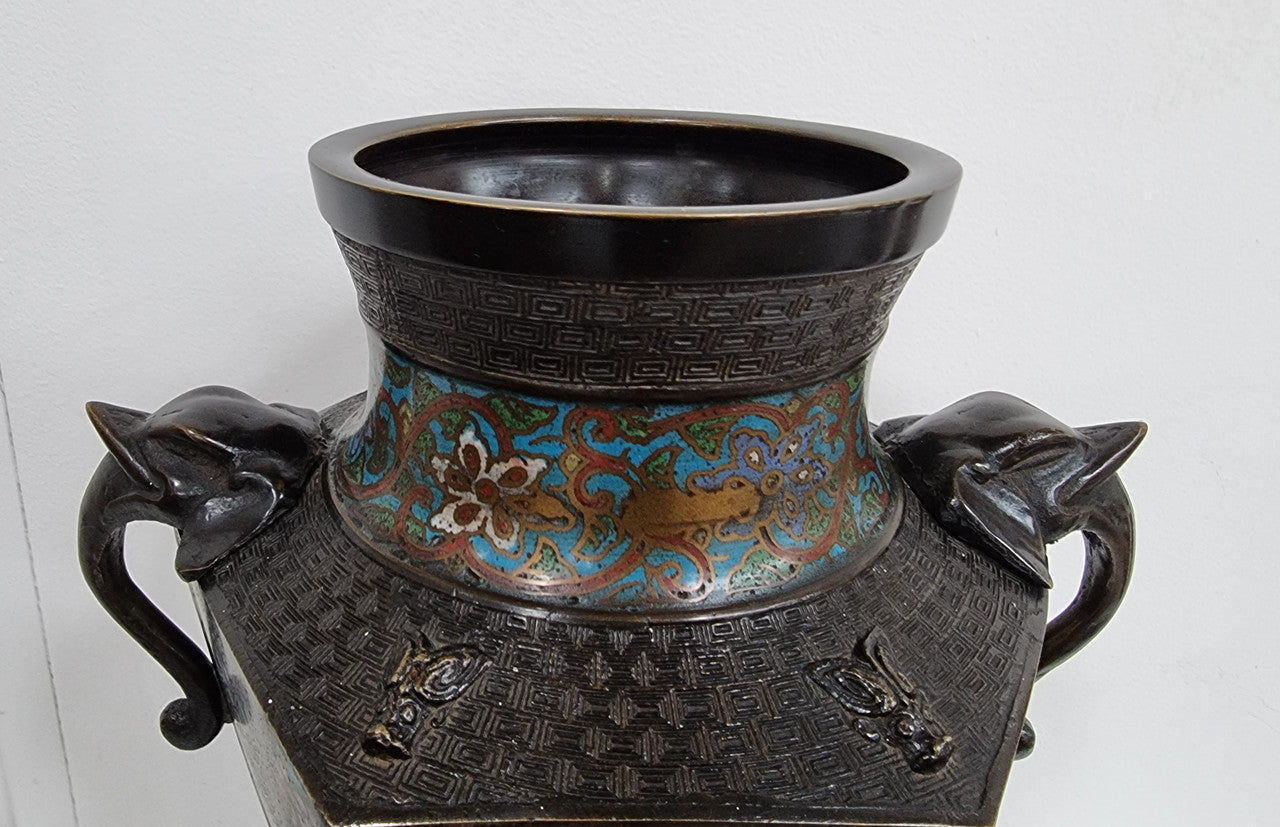 Superb Quality Japanese bronze and cloisonné vase in good original condition.