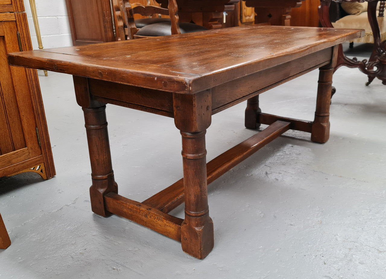 French Oak Refectory style coffee table. Amazing patina and is in good original detailed condition.