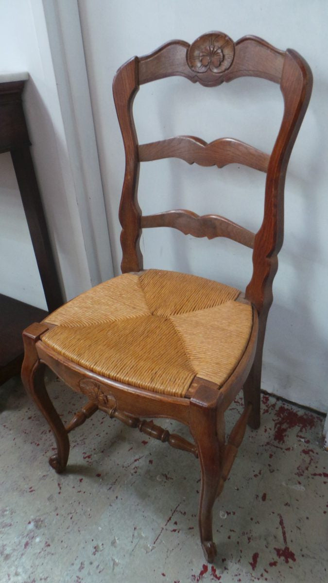 Set of Four French Oak Dining Chairs-1