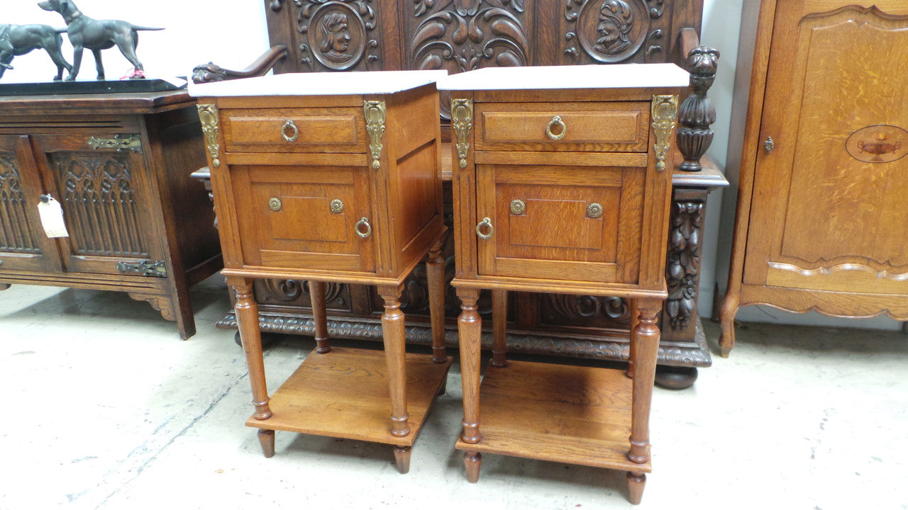 Pair of French Oak Bedside Cabinets-8