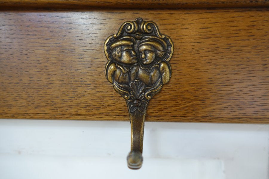 French Oak Wall Mounted Coat Rack