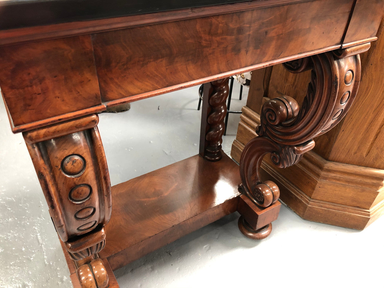 Antique French Flame Mahogany Console Table