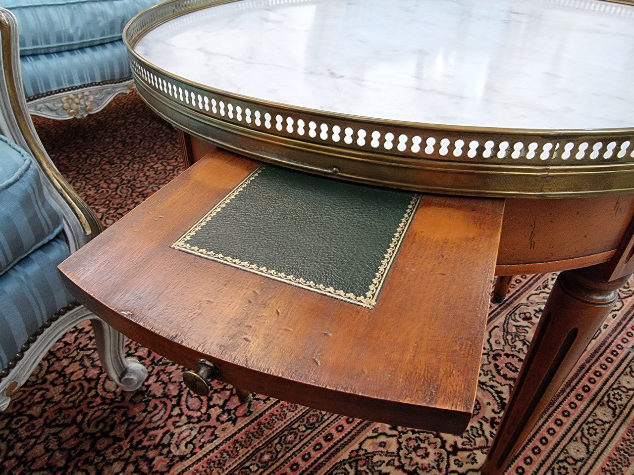 Louis XVI Style Mahogany Marble Top Bouillotte Table