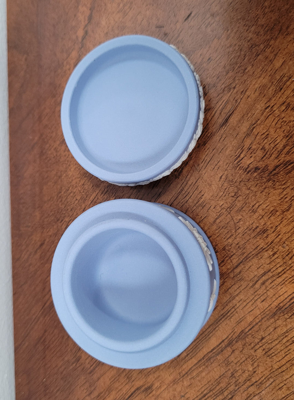 Wedgwood blue jasper trinket box. In good original condition with no chips or cracks.