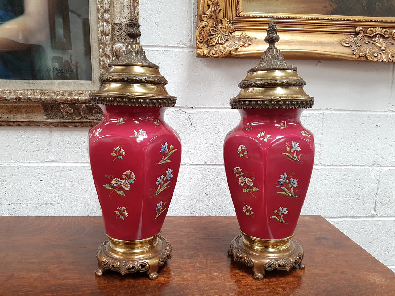 Pair Of 19th Century French Floral Brass & Bronze Mounted Cassolettes