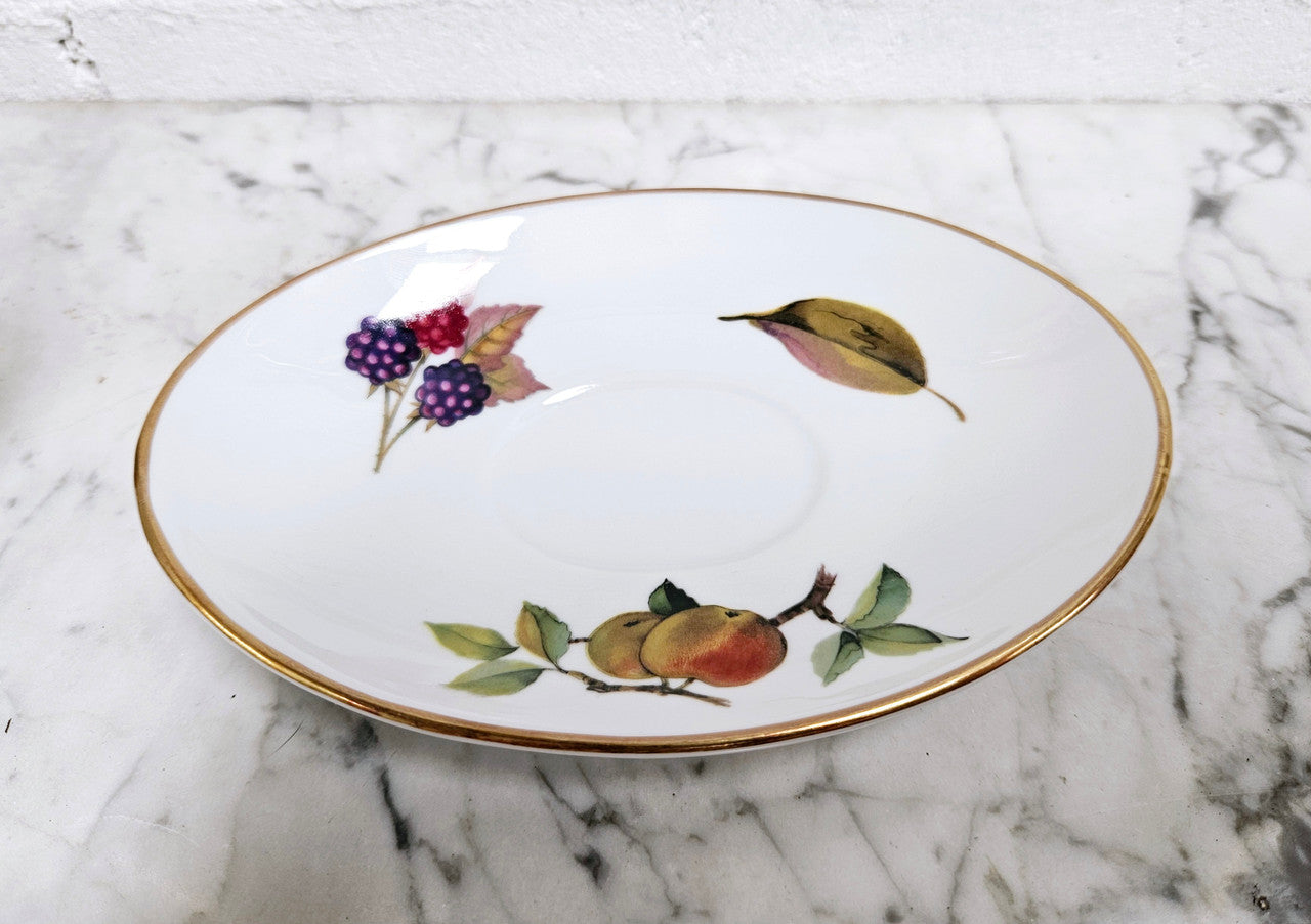 Royal Worcester "Evesham" Pattern small Jug and Saucer. Good Condition no cracks or chips. Please see photos as they form part of the description.