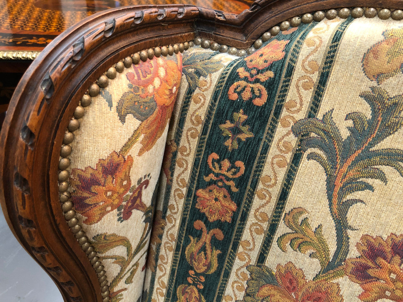 Lovely pair of French Upholstered Arm Chairs