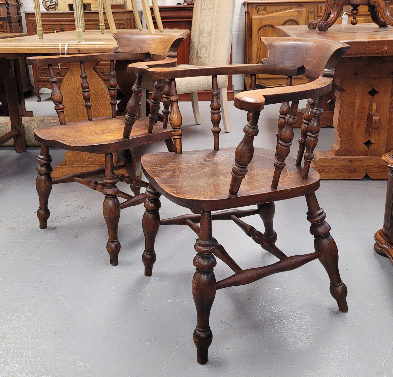 Just landed from France we have four amazing Victorian bow back chairs traditionally called a "smokers chair". They have been constructed from beautiful solid Elm wood and are very comfortable to sit in. All four are in good original detailed condition and are being sold individually for $550.00 each. Please contact us know if you would like more photos or information.