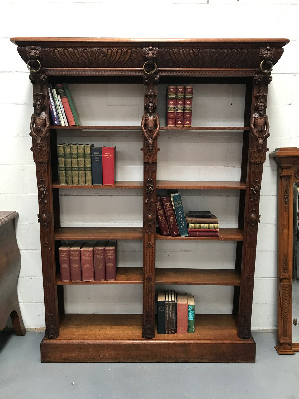 Antique 19th Century French Beautifully Carved Open Bookcase