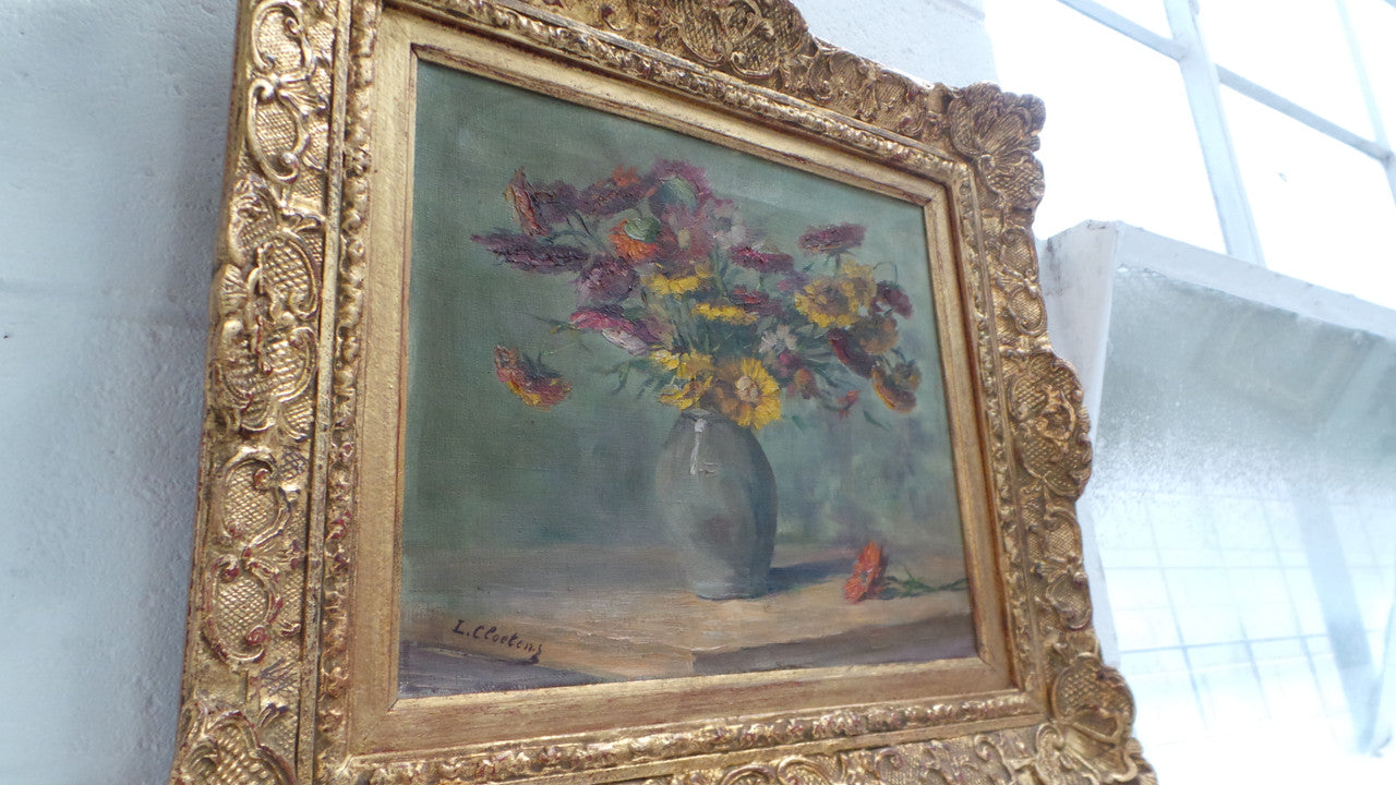 Absolutely Beautiful Antique French Floral Oil Painting